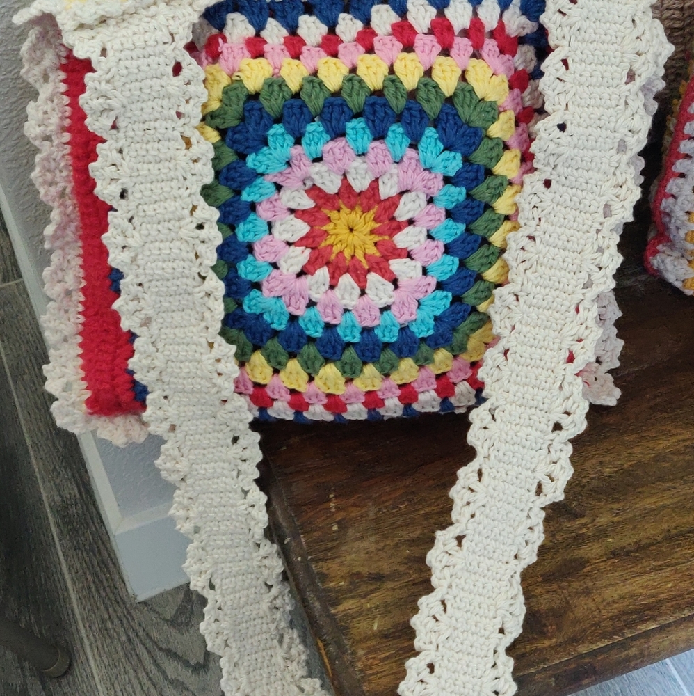 %100 Handmade Crochet  Boho Vintage Style🧶Tote Shoulder Women's Bag - Picture 9 of 16